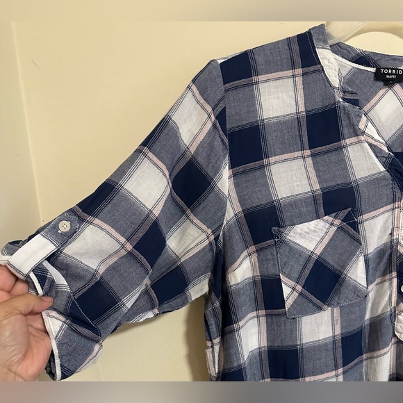 Torrid Harper Cotton Pullover 3/4 Sleeve Blouse Size 2X Plaid - Picture 5 of 9
